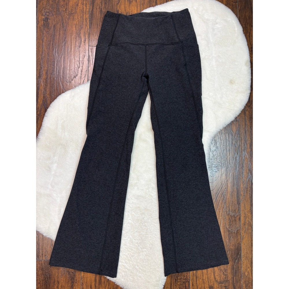 Zella Flare Leggings Small Gray Heather High-Rise Side Pocket Yoga Pants Women